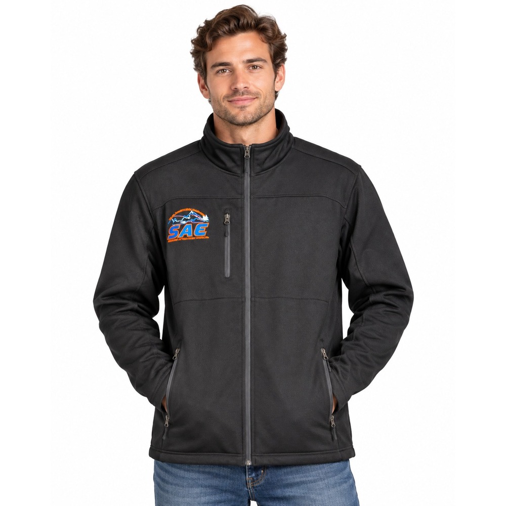 Throttle Threads SAE Snowmobile Challenge Jacket Mens L Black Softshell Zip